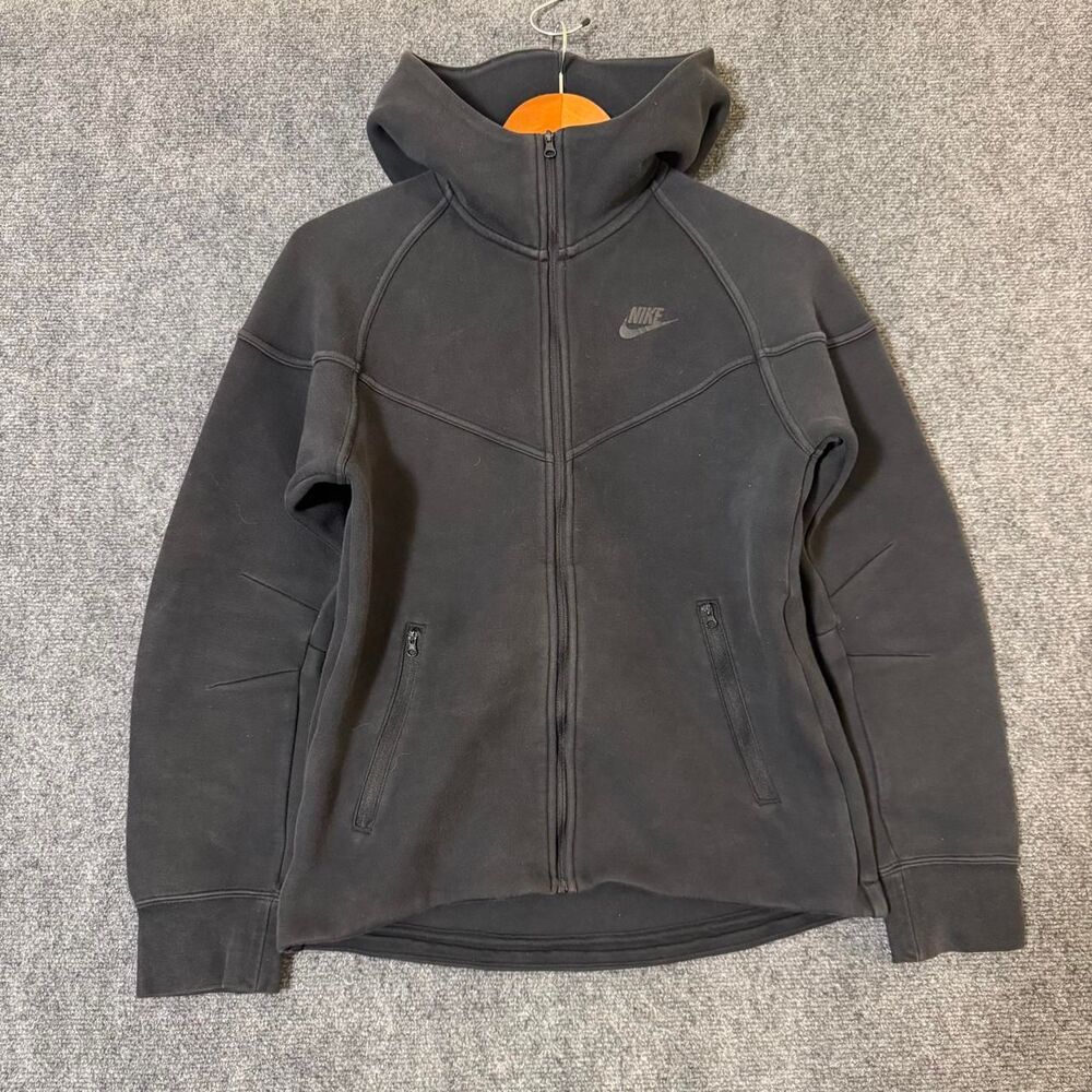 Nike Tech Black Zip Up Fleece Hooded Size Small